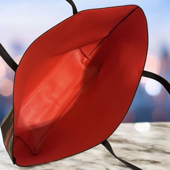 Victoria Secret NWOT Black and Red Floral Large Tote - Picture 4 of 6